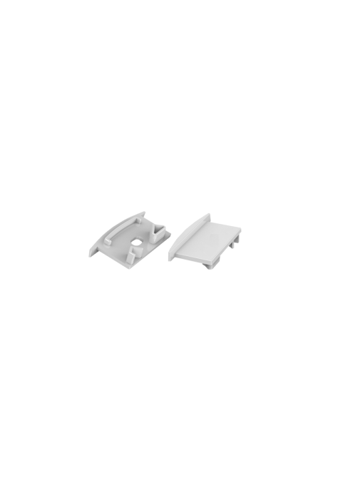 SET OF GREY PLASTIC END CAPS FOR P191, 1 WITHOUT HOLE & 1 WITH HOLE