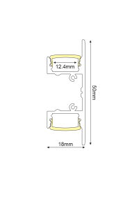 UPDOWN ALUMINUM PROFILE P50N WITH OPAL PC DIFFUSER 2m/pc