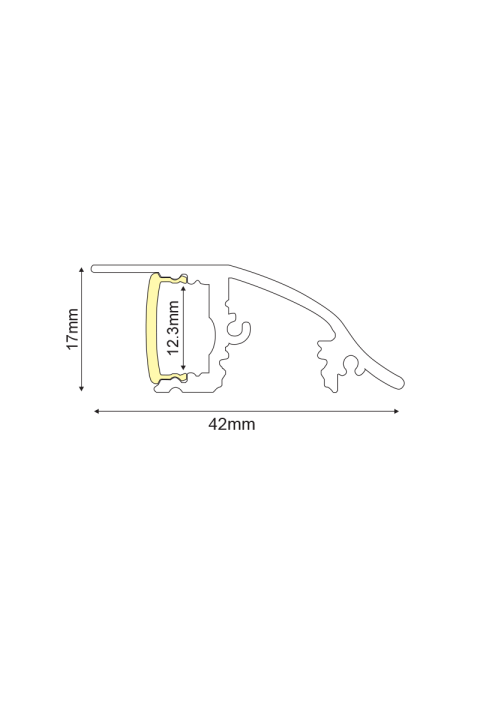 HID ALUMINUM PROFILE P62N WITH OPAL PC DIFFUSER 2m/pc 
