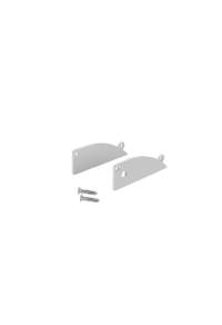 SET OF SILVER PLASTIC END CAPS FOR P173, 1 WITHOUT HOLE & 1 WITH HOLE