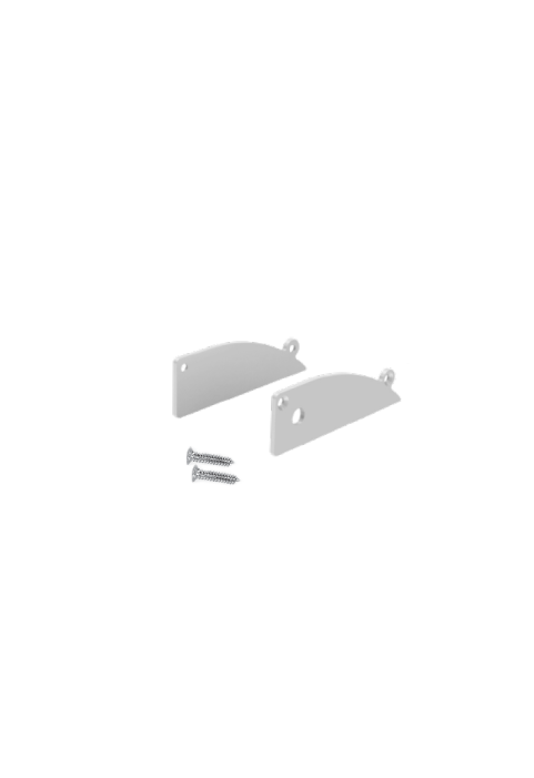 SET OF SILVER PLASTIC END CAPS FOR P173, 1 WITHOUT HOLE & 1 WITH HOLE