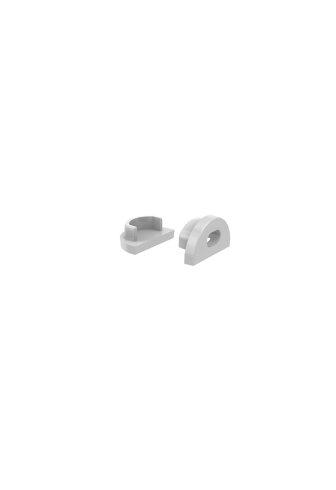 SET OF GREY PLASTIC END CAPS FOR P172, 1 WITHOUT HOLE & 1 WITH HOLE