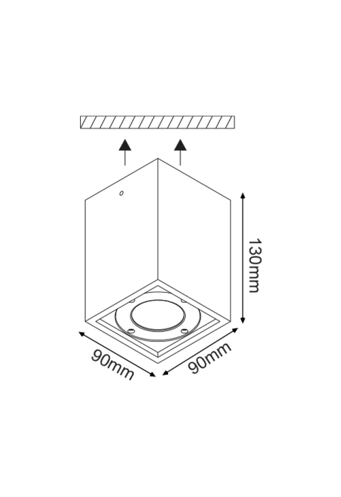 CEILING SQUARE SPOT LUMINAIRE IP65 GU10 WHITE CEMENT 