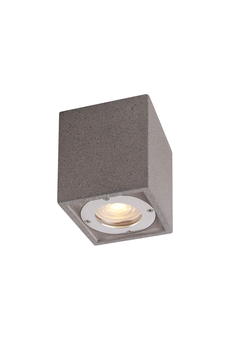 CEILING SQUARE SPOT LUMINAIRE IP65 GU10 BLACK CEMENT 