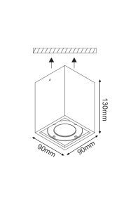 CEILING SQUARE SPOT LUMINAIRE IP65 GU10 BLACK CEMENT 