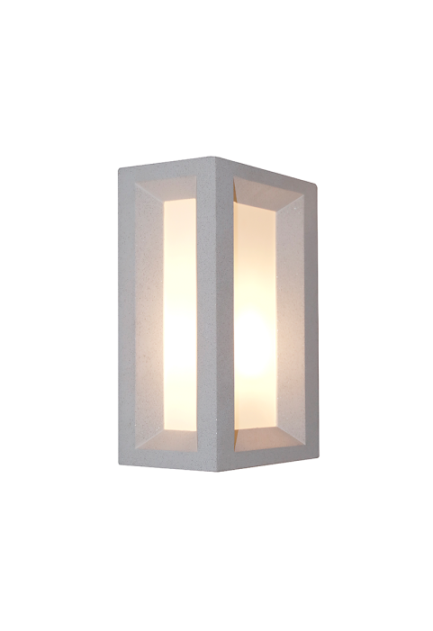 WALL LUMINAIRE IP65 E27 Max.7W WHITE CEMENT & PC DIFFUSER 