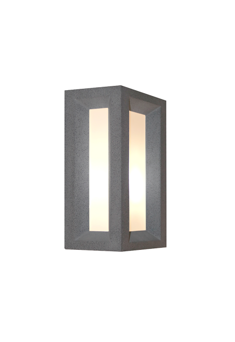 WALL LUMINAIRE IP65 E27 Max.7W BLACK CEMENT & PC DIFFUSER 
