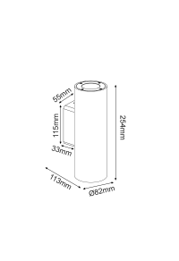 WALL UP-DOWN ROUND SPOT LUMINAIRE IP65 2XGU10 BLACK CEMENT 