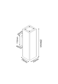 WALL UP-DOWN SQUARE SPOT LUMINAIRE IP65 2XGU10 WHITE CEMENT 