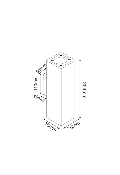 WALL UP-DOWN SQUARE SPOT LUMINAIRE IP65 2XGU10 WHITE CEMENT 