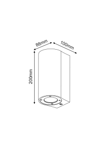 ^WALL UP-DOWN ROUND SPOT LUMINAIRE IP65 2XGU10 BLACK CEMENT 