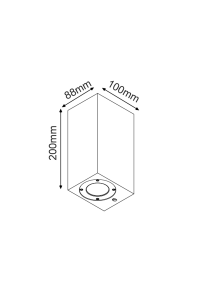 ^WALL UP-DOWN SQUARE SPOT LUMINAIRE IP65 2XGU10 WHITE CEMENT 