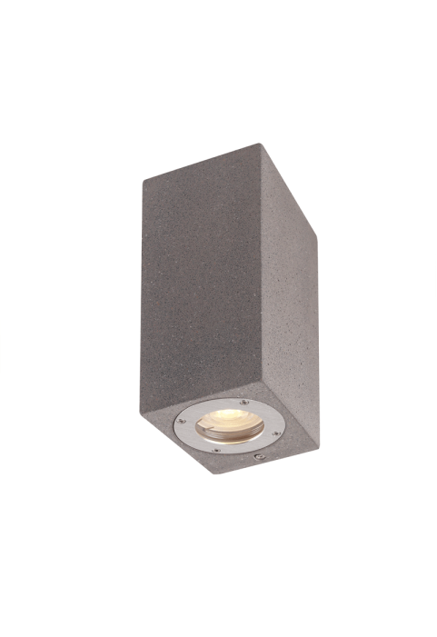 ^WALL UP-DOWN SQUARE SPOT LUMINAIRE IP65 2XGU10 BLACK CEMENT 