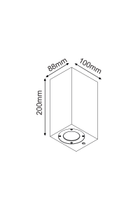 ^WALL UP-DOWN SQUARE SPOT LUMINAIRE IP65 2XGU10 BLACK CEMENT 