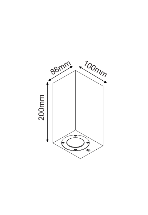 ^WALL UP-DOWN SQUARE SPOT LUMINAIRE IP65 2XGU10 BLACK CEMENT 