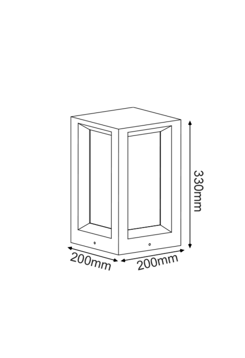 POST LUMINAIRE 330MM IP65 2xE27 Max.7W WHITE CEMENT & PC DIFFUSER 