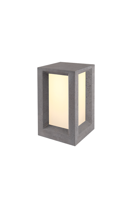 POST LUMINAIRE 330MM IP65 2xE27 Max.7W BLACK CEMENT & PC DIFFUSER 