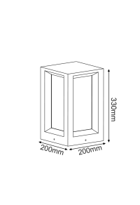 POST LUMINAIRE 330MM IP65 2xE27 Max.7W BLACK CEMENT & PC DIFFUSER 