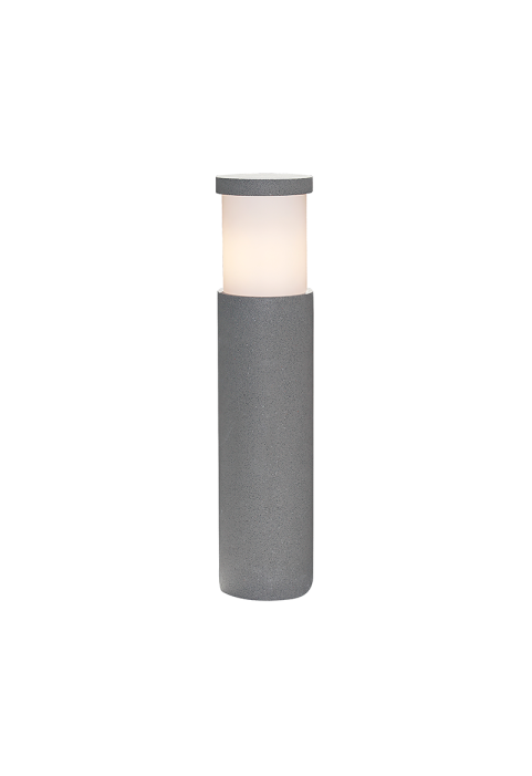 POST LUMINAIRE 560MM IP65 E27 Max.7W BLACK CEMENT & PC DIFFUSER 