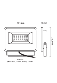 BLACK LED SMD FLOOD LUMINAIRE IP66 100W 4000K 10400Lm 230V AC RA80