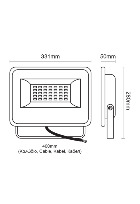 BLACK LED SMD FLOOD LUMINAIRE IP66 100W 4000K 10400Lm 230V AC RA80