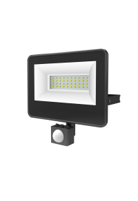 BLACK SENSOR LED SMD FLOOD LUMINAIRE IP66 30W 6000K 3300Lm 230V AC RA80