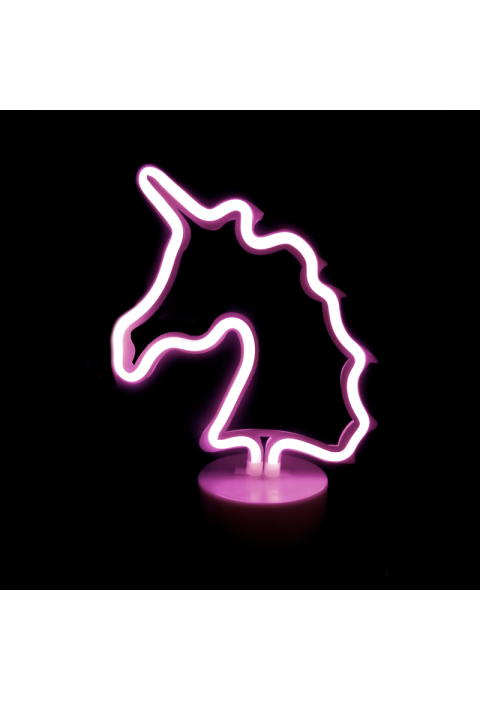 ЕДНОРОГ, 47 НЕОНОВИ ЛЕД  ЛАМПИ С БАТЕРИЯ (3xAA)/USB, ЛИЛАВ, IP20, 19.5x10x25cm