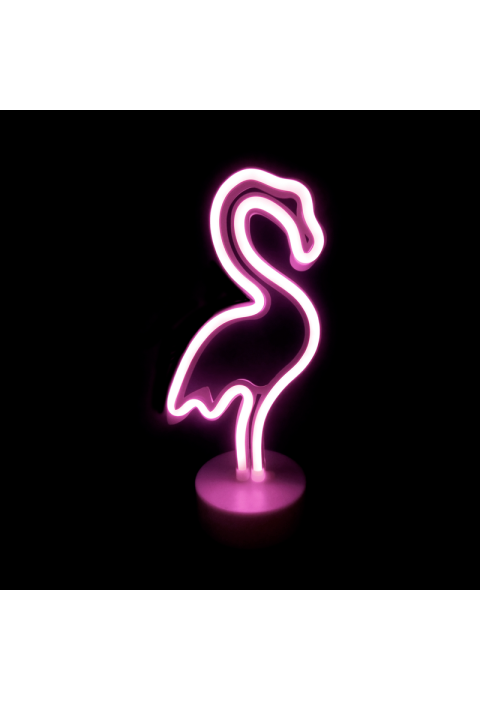 ФЛАМИНГО, 49 НЕОНОВИ LED СВЕТЛИНИ С БАТЕРИЯ (3xAA)/USB, РОЗОВ, IP20, 16x10x28.5cm