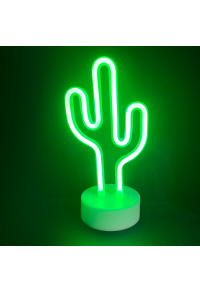 КАКТУС 45 НЕОНОВИ LED СВЕТЛИНИ С БАТЕРИЯ (3xAA)/USB ЗЕЛЕН IP20 15x10x25.5cm
