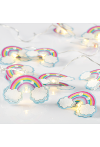 ПЛАСТМАСОВА ДЪГА, 10 LED СТРУННИ СВЕТЛИНИ С БАТЕРИИ (2xAA), WW, IP20, 135+30см, ПРОЗРАЧЕН КАБЕЛ