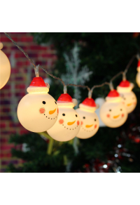 ПЛАСТМАСОВ СНЕЖЕН ЧОВЕК, 10 LED КРУШКИ СЕРИЯ БАТЕРИИ (2xAA), WW, IP20, 135+30cm, DIFF. КАЛ. ТРОФ.