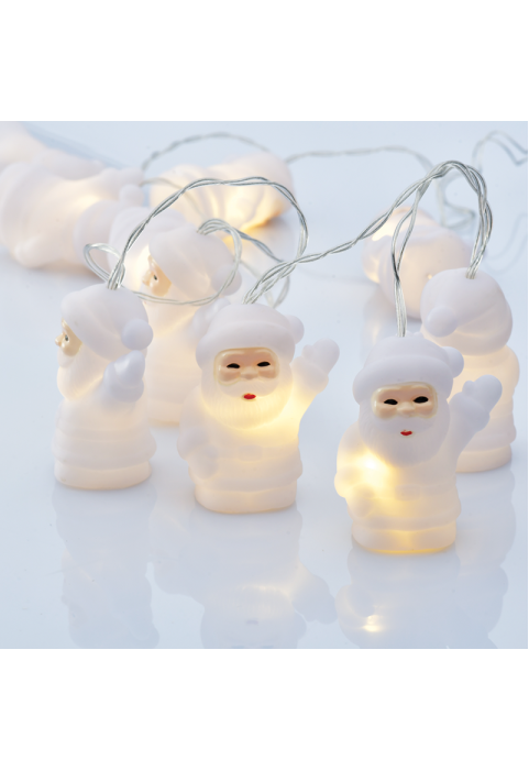 СИЛИКОНОВ ДЯДО КОЛЕДА, 10 LED КРУШКИ СЕРИЯ БАТЕРИИ (2xAA), WW, IP20, 135+30cm, DIFF. КАЛ. ТРОФ.