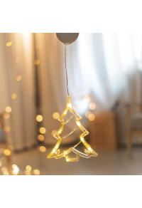 ПРОЗОРЕЦ ПЛАСТМАСОВА КОЛЕДНА ЕЛХА 10 LED ЛАМПИ WW BAHT. (3КСАА) ИП20 9С16СМ