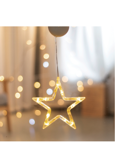 ПРОЗОРЕЦ ПЛАСТМАСОВА ЗВЕЗДА 10 LED КРУШКИ WW BAHT. (3КСАА) ИП20 18С18СМ