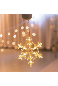 ПРОЗОРЕЦ ПЛАСТМАСОВА СНЕЖИНКА 12 LED КРУШКИ WW BAHT. (3КСАА) ИП20 17С20СМ
