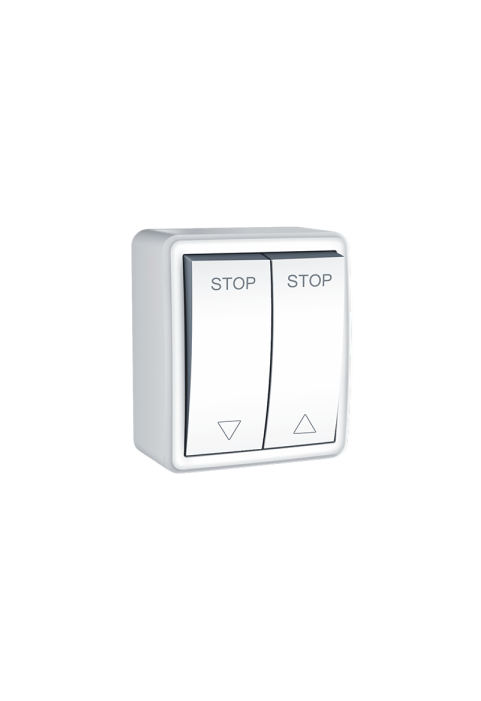 MURATA 2 GANG PUSH BUTTON SHUTTER SWITCH WALL MOUΝΤED SCREWS 1-1P 10A 250VAC IP20 WHITE