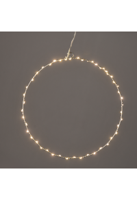 "D50CM СРЕБЪРЕН КРЪГ" 65 ΜΙΝΙ LED СВЕТЛИНИ, WW, СРЕБЪРНА МЕДНА ТЕЛ, АДАПТИРАЙТЕ. (3VDC), IP44, 3M TRAN / NT КАБЕЛ