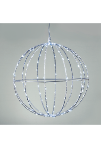 "D30CM СРЕБЪРНА ТОПКА" 144 ΜΙΝΙ LED СВЕТЛИНИ, CW, СРЕБЪРНА МЕДНА ТЕЛ, АДАПТИРАЙТЕ. (4.5VDC), IP44, 3M TRAN / NT КАБЕЛ