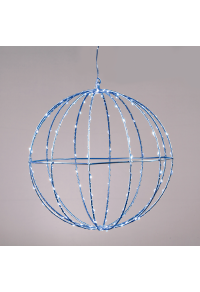 "D30CM СРЕБЪРНА ТОПКА" 144 ΜΙΝΙ LED СВЕТЛИНИ, СИНЬО, СРЕБРО МЕДНА ТЕЛ, АДАПТИРАТ. (4.5VDC), IP44, 3M TRAN / NT КАБЕЛ