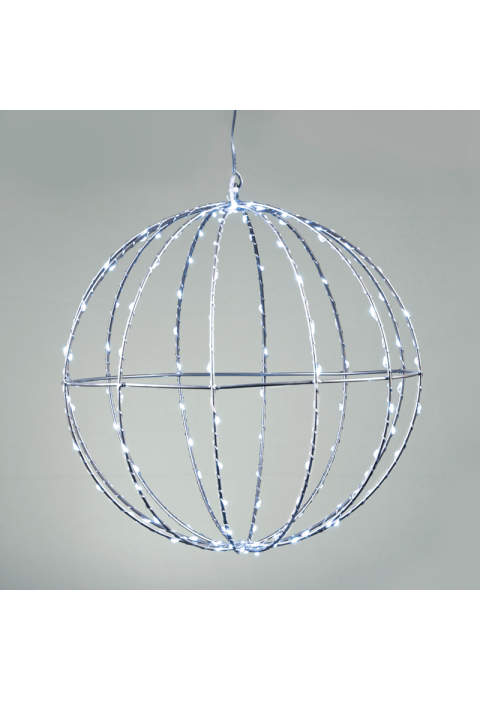 "D20CM СРЕБЪРНА ТОПКА" 96 ΜΙΝΙ LED СВЕТЛИНИ, CW, СРЕБЪРНА МЕДНА ТЕЛ, АДАПТИРАЙТЕ. (4.5VDC), IP44, 3M TRAN / NT КАБЕЛ