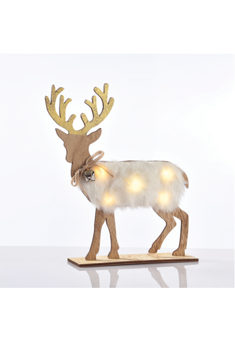 "ДЪРВЕН БЯЛ ФИЛЦ ЕЛЕН", 5 МИНИ LED СВЕТЛИНИ ТЕСТО. (2xAAA), WW, IP20, 26X5X25CM