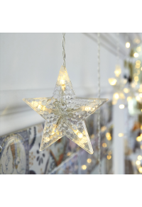 "STAR ICICLE" 100 WW ЛЕД ЛАМПА. ДЪЖД, 30/50СМ, АДАПТЕР (31V) ФИКСИРАН, УДЪЛЖИТЕЛ (МАКС. 3)IP44, 3м РАЗМ. ОБАДЕТЕ СЕ