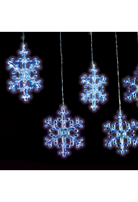 "СНЕЖИНКА ICICLE" 120 CW LED ICICLE LIGHTS, 30/50CM, ADAPT. (31V) СТАБИЛЕН, КОНЕКТ. (ΜΑΧ 3) IP44, 3m TRAN / NT КАБЕЛ