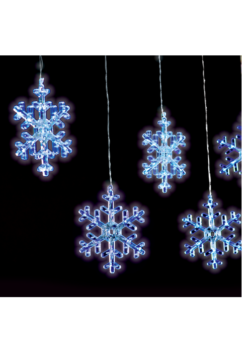"СНЕЖИНКА ICICLE" 120 CW LED ICICLE LIGHTS, 30/50CM, ADAPT. (31V) СТАБИЛЕН, КОНЕКТ. (ΜΑΧ 3) IP44, 3m TRAN / NT КАБЕЛ