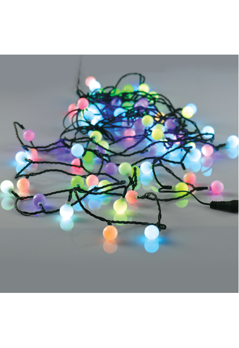"БЯЛА ТОПКА" 80 RGBY LED СТРУННИ СВЕТЛИНИ, 10CM, АДАПТИРАЙТЕ. (4.5V) & ФУНКЦИЯ., CONECT. (ΜΑΧ 3) ИП44, 8м+3м