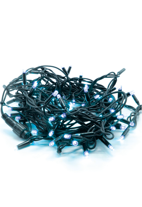 100 LED ГУМЕН КАБЕЛ СИНИ СТРУННИ СВЕТЛИНИ CONTECT. (MAX 10), 10CM DIST., 10M, IP44, 1.5 ВОДЕЩ КАБЕЛ 
