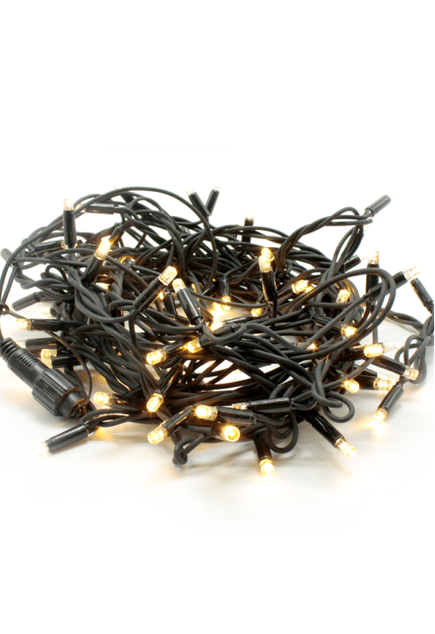 100 FLAHS LED ГУМЕН КАБЕЛ WW НИЗ СВЕТЛИНИ CONTECT. (MAX 10), 10CM DIST., 10M, IP44, 1.5 ВОДЕЩ КАБЕЛ 