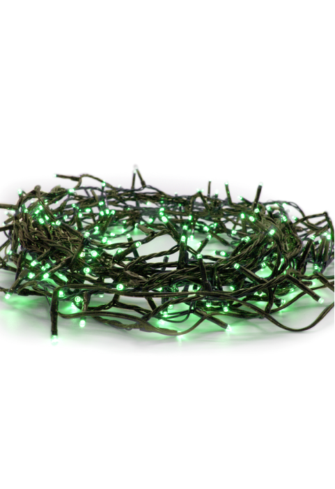 300 LED СТРУННИ СВЕТЛИНИ (НА 5 см), ЗЕЛЕН, АДАПТЕР (31VDC) & 8 ФУНКЦИИ, IP44, 15 м, ЗЕЛЕН КАБЕЛ