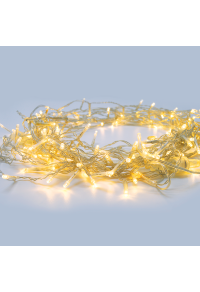 300 LED СТРУННИ СВЕТЛИНИ (НА 5 см), WW, АДАПТЕР (31VDC) & 8 ФУНКЦИИ, IP44, 15m, TRAN / NT КАБЕЛ