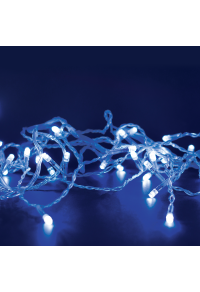 300 LED СТРУННИ СВЕТЛИНИ (НА 5 см), СИНЬО, АДАПТЕР (31VDC) & 8 ФУНКЦИИ, IP44, 15m, TRAN / NT КАБЕЛ